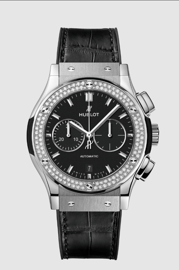 Chronograph titanium set with diamonds 42mm
